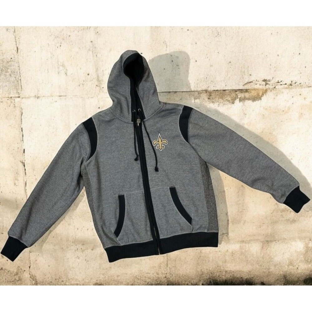 Mens Large NFL PRO LINE New Orlean Saints lined full zip jacket w/ Fleur de lis!